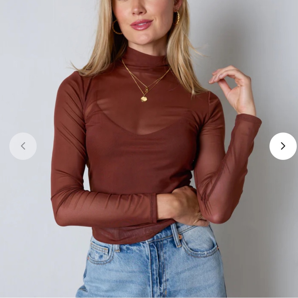 Vestique Chocolate Brown Mesh Top